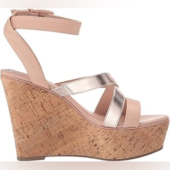 Guess Platform Cork Wedge Rose Gold Nude - Picture 3 of 16